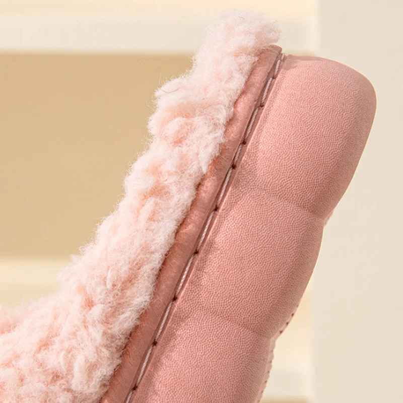 Thick Sole Home Indoor Outside Men And Women Couples Winter Household Warm Fluffy Slippers Fashion Plush Cotton Shoes Ladies 5