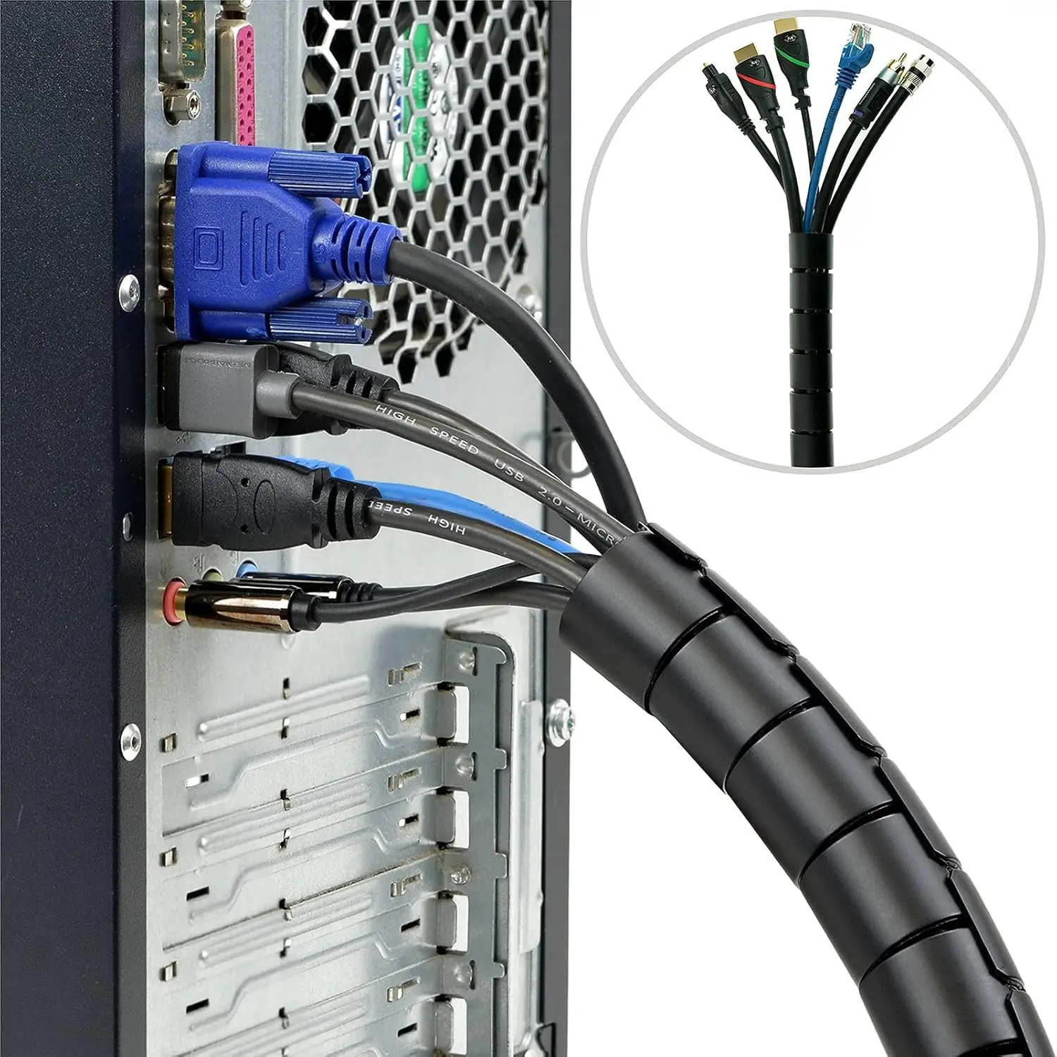 Spiral Cable Wire Wrap Computer Cord Management Protection Sleeves