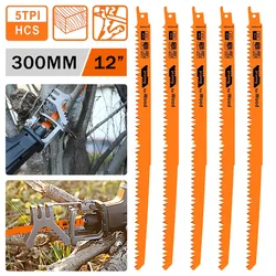 Jeu de lames de scie alternative, 11.8 pouces, acier à haute teneur en carbone, coupe de haute précision, 5 pièces 