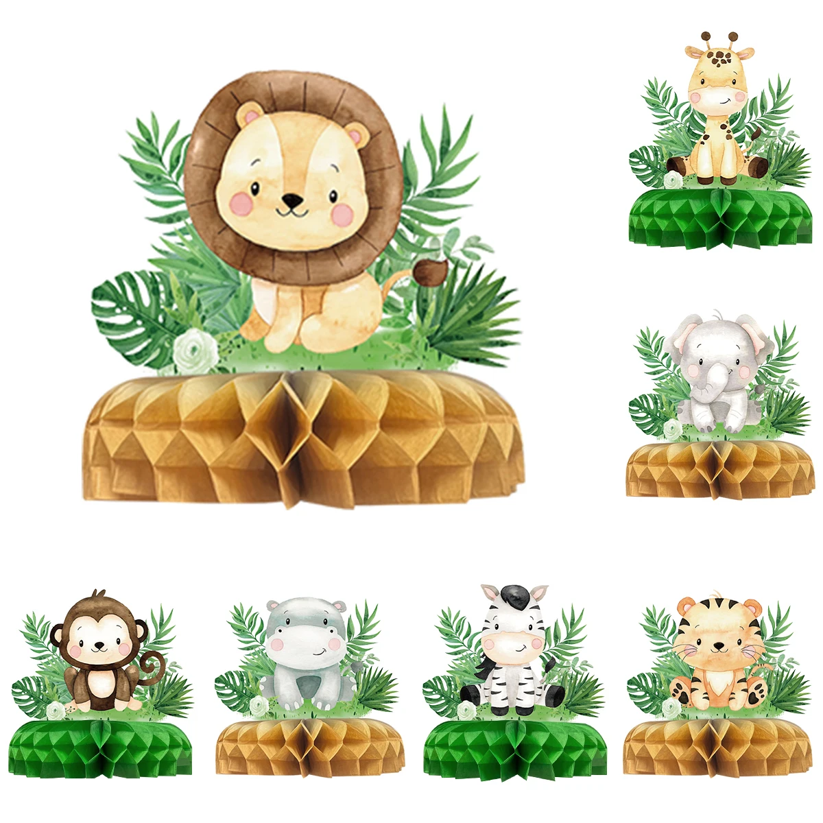 Jungle-Animals-Honeycomb-Desktop-Decor-Jungle-Birthday-Party-Decor-Kids ...