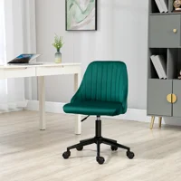 Vinsetto Mid-Back Office Chair, Velvet Fabric Swivel Scallop Shape Computer Desk Chair for Home Office or Bedroom, Green 2