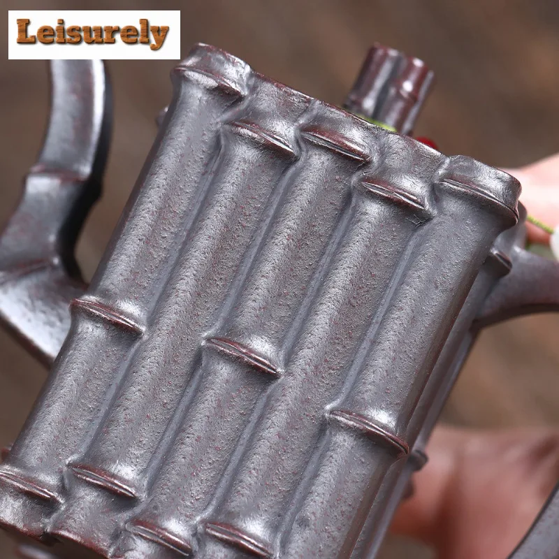 260ml Yixing Purple Clay Teapots Handmade Square Pot Raw Ore Antique Brass Mud Tea Soaking Kettle With Strainer Zisha Tea Set