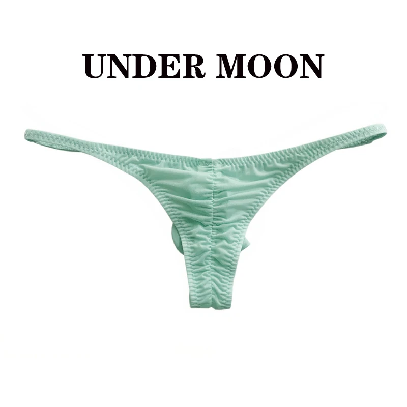 Men's bikini briefs low waist men's classic cool silk half back briefs with pouch bikini underwear for man mens underwear