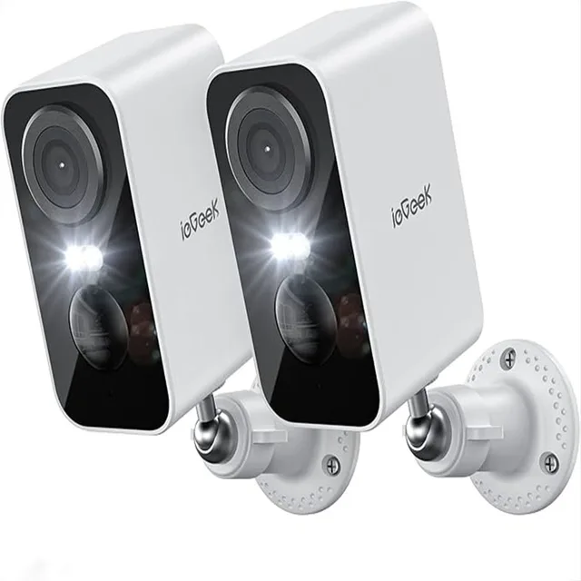 ieGeek 2 pièces 2K caméra de Surveillance WiFi sans fil avec batterie, Vision nocturne, détection de couleur et de mouvement AI et PIR, extérieur/intérieur 1