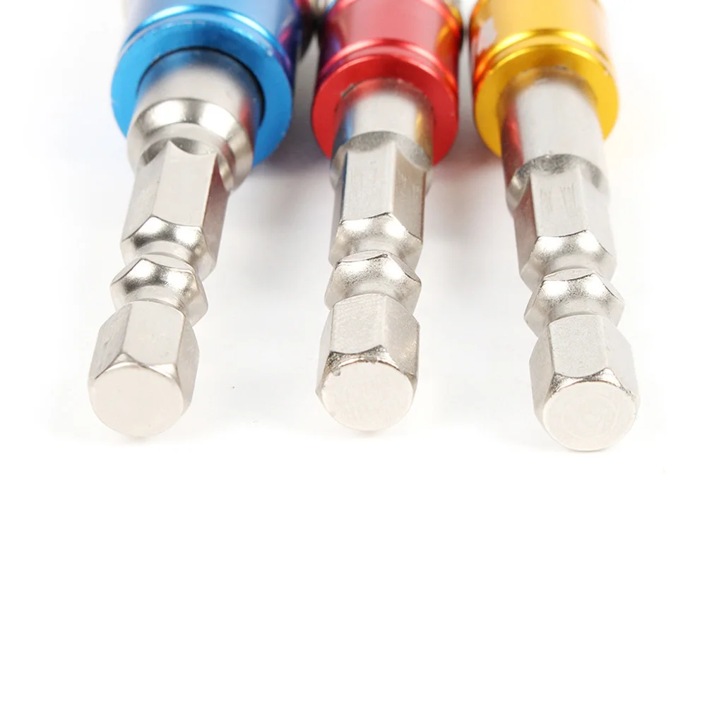 3pcs/set Chrome Vanadium Steel Socket Adapter Hex Shank 1/4" 3/8" 1/2" Extension Bits Electric Drill Heads Square Socket Drills