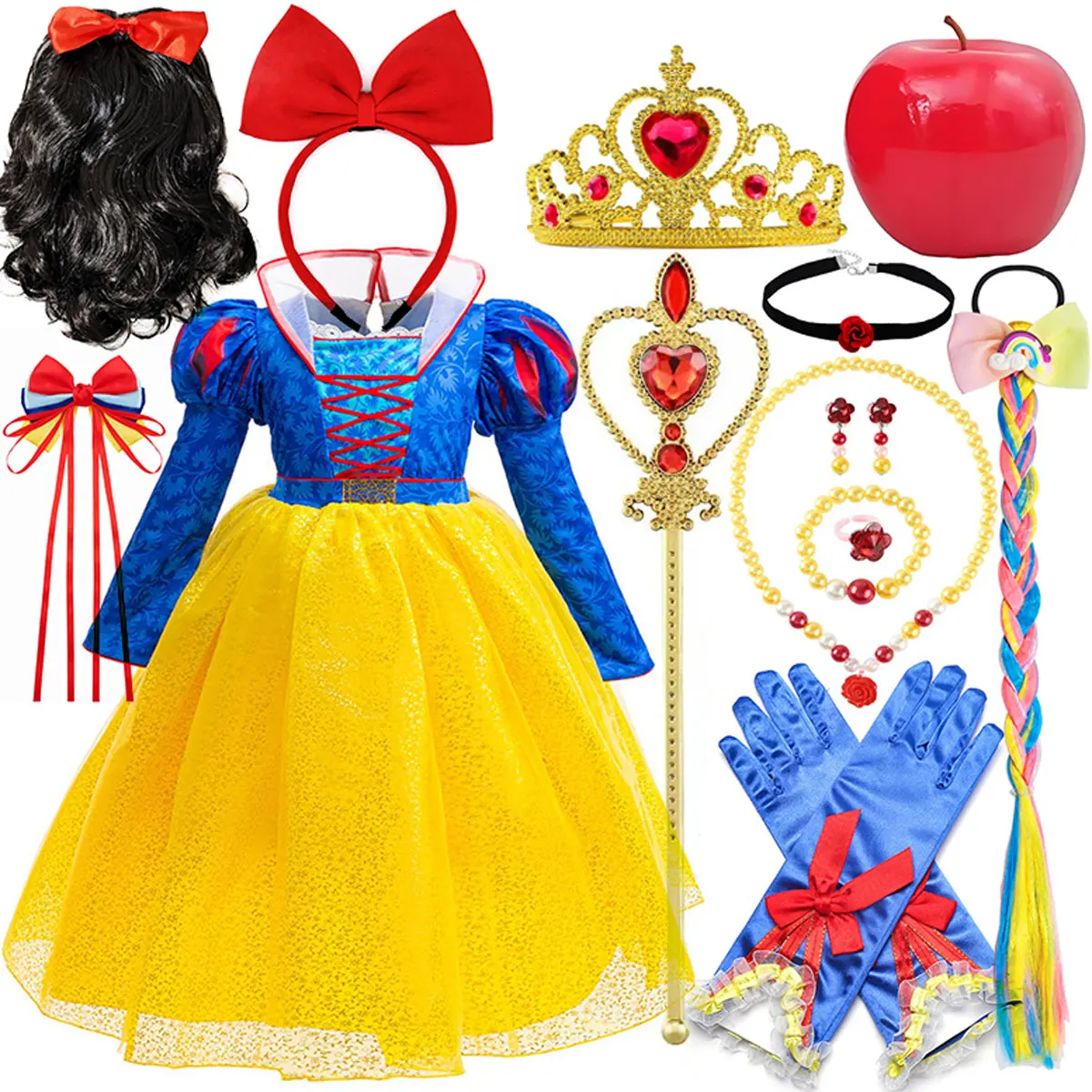 Déguisement Blanche-Neige Enfant Luxe - Kit Complet Princesse