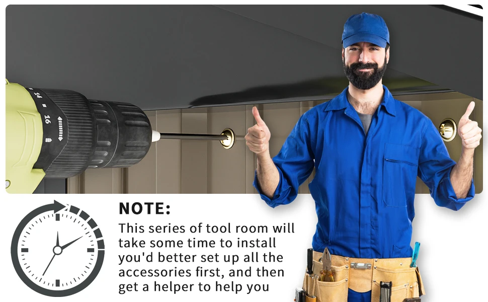 Description Picture 4 of itemGreeesum Outdoor 6 x 8 ft. Utility Tool Metal Garden Shed with Door & Lock for Patio Storage,Brown