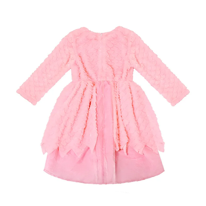 Girls Flamingo Costume Dress with Headband Pink Feather - textured Party Outfit