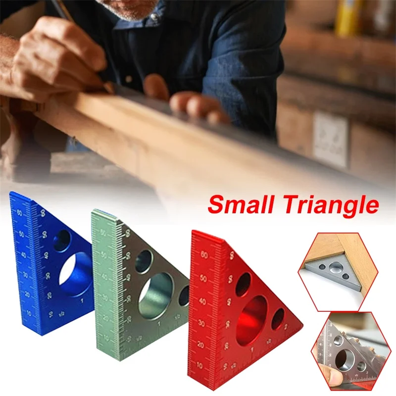 

45 Degree Angle Ruler Aluminum Alloy Triangle Ruler Height Gauge Inch Metric Right Angle Woodworking Square Gauge Measuring Tool