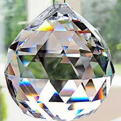 FENG SHUI K9 Hanging Clear Faceted Crystal Lighting Ball Prisms DIY Pendant Curtain Chandelier Lamp Decoration