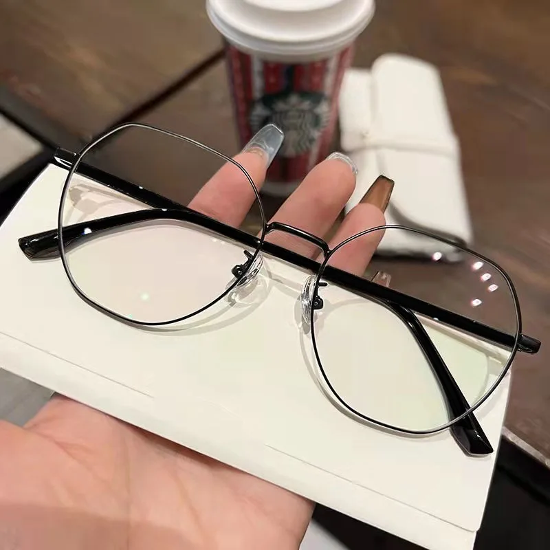 Clear Glasses Women Polygonal Metal Myopia Glasses Mirror Girls Eyewear Anti Blue Light Glasses Fashion Eyeglasses Gafas Oculos 4