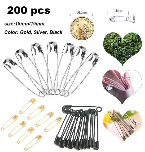 All in One Exquisite Small Metal Clothing Accessories Trimming Fastening Safety Pins for DIY Craft Sewing (Black-500pcs)