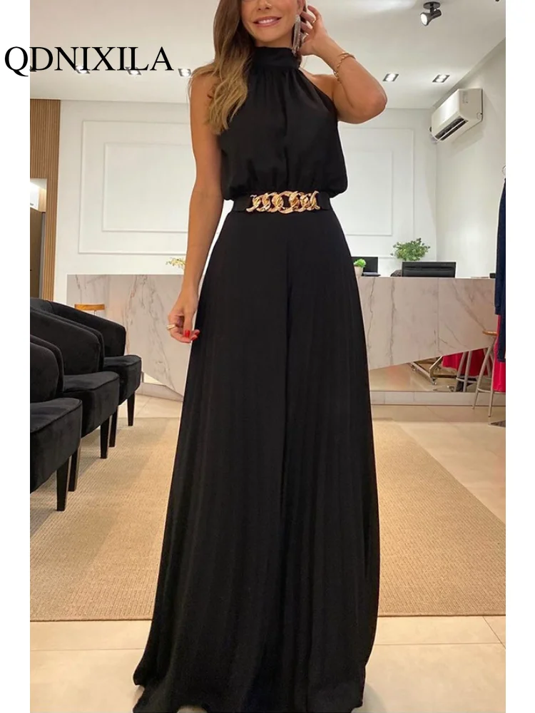 

Women's Jumpsuit 2023 New In Fashion Elegant Solid Color Sleeveless Sexy Casual One Pieces Female Jumpsuit Clothes for Women