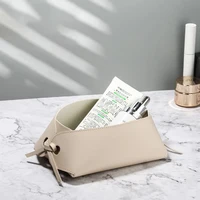 1Pc Nordic Desktop Leather Storage Box Jewelry Keys Display Tray Makeup Organizer Container Books Plants Holder Pot Home 2