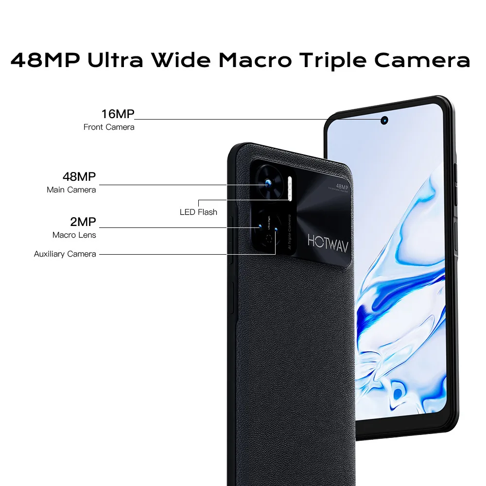 In Stock HOTWAV Note 12 Smartphone 6.8'' HD+ Android 13 8GB+128GB Octa-Core Mobile Phone 48MP NFC 6180mAh 20W Charging Cellphone 4