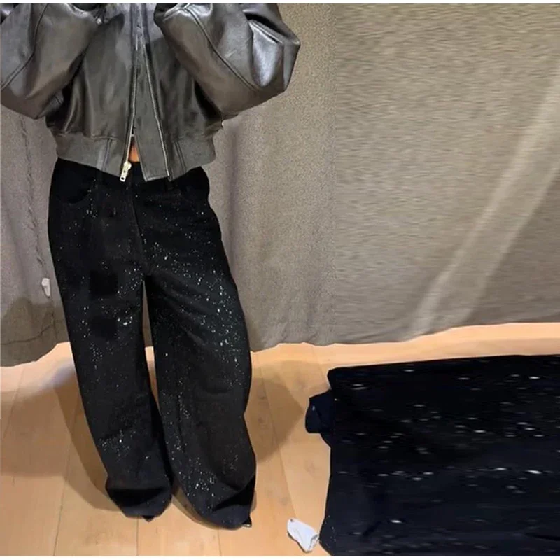 Modische Pailletten-Hose für Damen mit Reißverschlüssen, Knöpfen und Taschen, Weites Bein, Herbst-Winter 2026, Schicke Streetwear für Damen – Detail 14