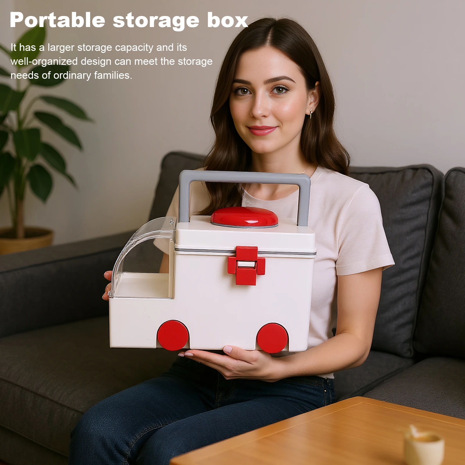 Car-Shaped Household Medicine Box Large Capacity Plastic First Aid Kit Medicine Classification Storage Case for Room Decor