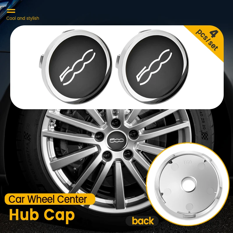 4 Pz 60Mm Abarth 500 Car Wheel Center Hub Cap Badge Covers Emblem Sticker Auto Rim Cover Per Scorpion 500 1000Tc 1100 Scorpione