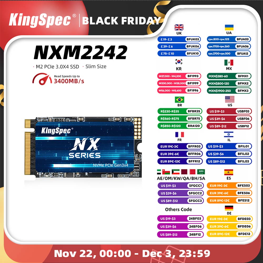 KingSpec M.2 NVMe PCIe 3.0 X4 SSD 256gb 1TB 128GB 512GB SSD M.2 2242 PCIe Hard Drive Disk Internal Solid State Drive for Laptop