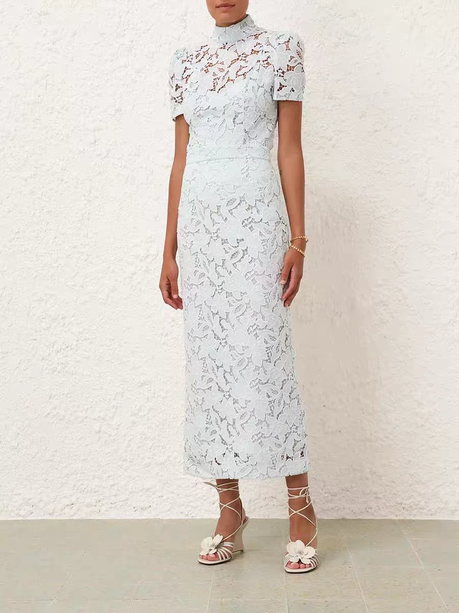 

Light blue lace top+skirt