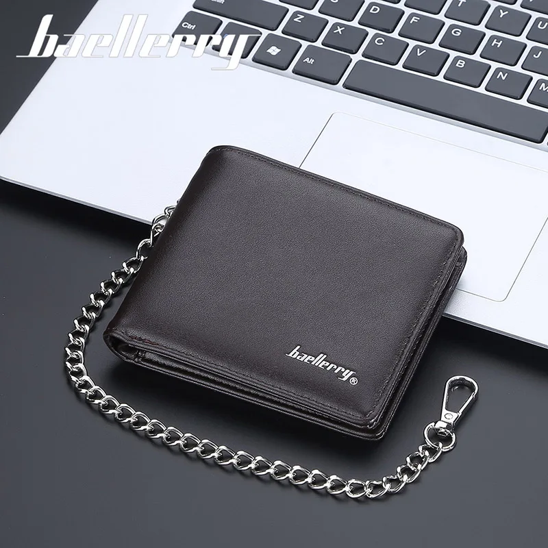 Baellerry 2022 New Men Short Wallets Small Card Holder Name Customized Luxury Male Purse Photo Holder Fashion Chain Men's Wallet 3