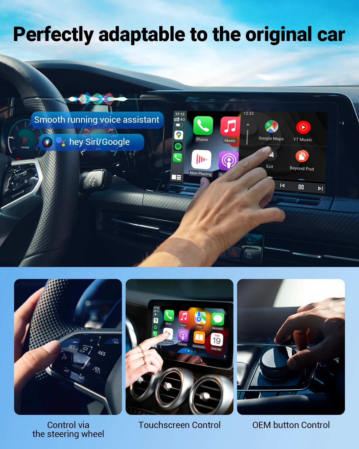 Ottocast P3 AI Box inalámbrico CarPlay Android Auto adaptador HDMI Multimedia Video convertidor TV Stick Game Box para Netflix 3