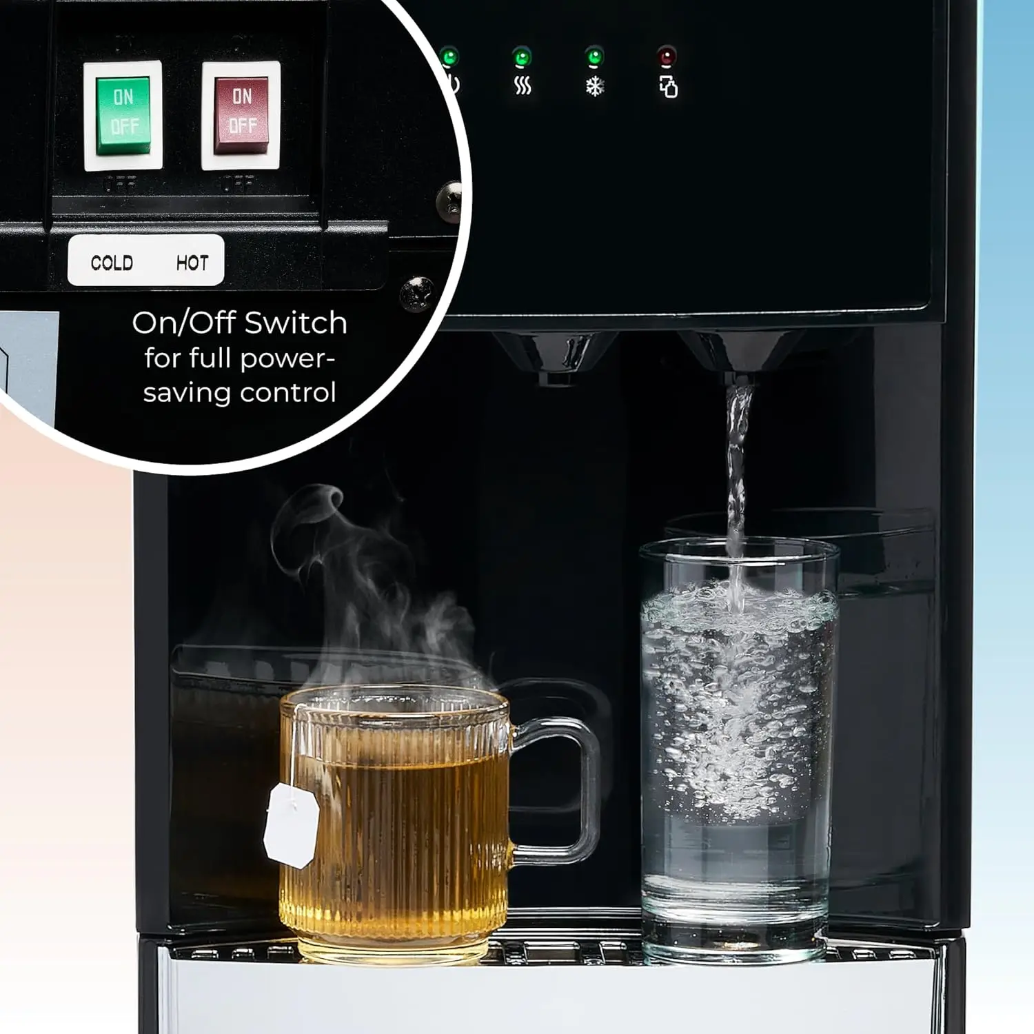 Load Water Dispenser, Hot, Cold or Room-Temperature Water, Holds 3 or 5 Gallon Bottles, Child Safety Lock, Perfect for Homes, Ki 5