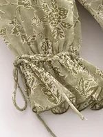 Women Summer Print Dress 2025 Vintage Cascading Ruffle Belt Bwo Long Sleeve Female Elegant Street Dresses Clothing - Image 5