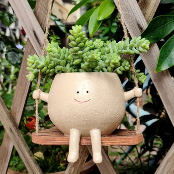 Rustic Smiling Hanging Planter 1