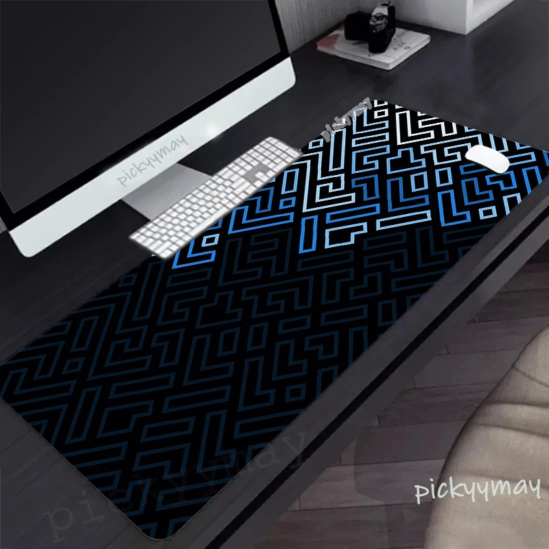 Linhas Geométricas Gaming Mousepad Tapete Grande do Rato Almofadas de Mesa Grande Borracha Antiderrapante Tapetes Pretos do Teclado Costurado - Imagem 6