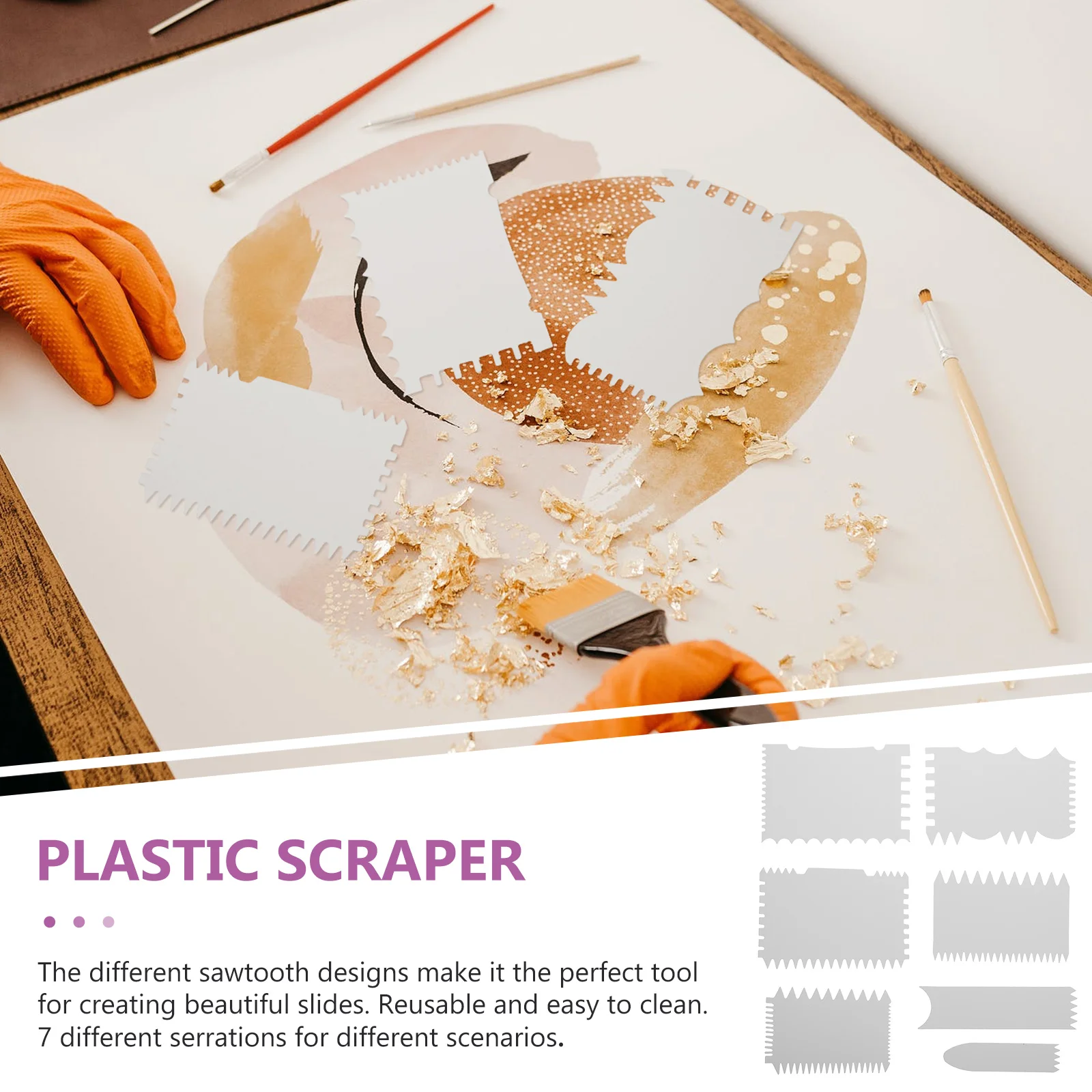 7 Pcs Painting Tools Spatula Painting Scraper Scraping Brush Wallpaper Drawing Tools Acrylic Pigment Scrapers Kids Crafts 2