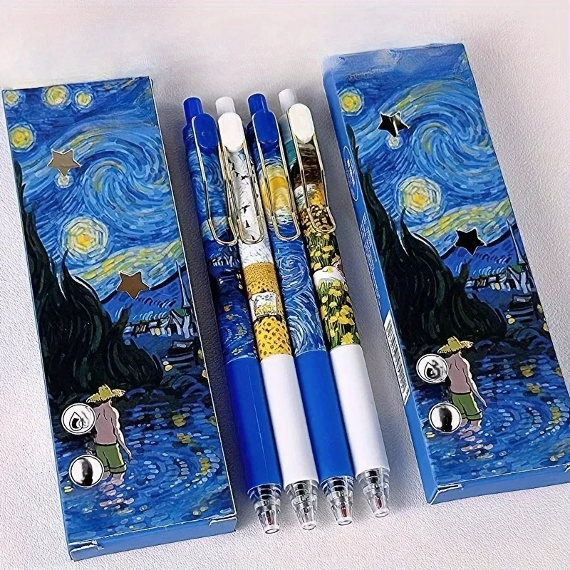 Set of 4 Retractable Gel Pens, Smooth 0.5mm Tips, Lightweight Blue Design—Perfect for School, Office, and Gifting