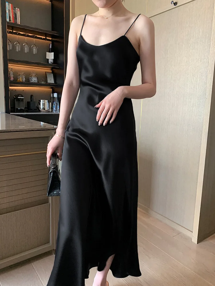 Syiwidii Midi Silk Dress for Women Party Evening Midi Spaghetti Strap Elegant Casual Summer Luxury Long Satin Dresses 2022 New summer dresses for women