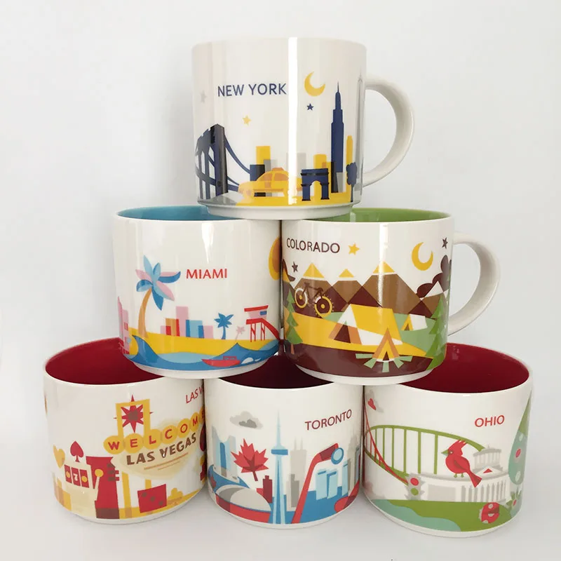 

HF 14oz Capacity American Cities Collections Series Ceramic City Mugs with Original Box New York Toronto Orlando Dallas Seatle