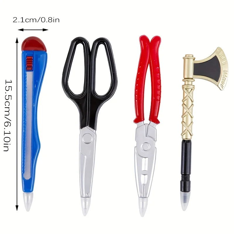 4 Tool-Shaped Ballpoint Pens, 0.5mm Black Ink, Bullet Tip, Quick-Drying and Lightweight, Creative Hardware Design, Smooth Writing, with Protective Cover, Perfect for Daily Office Use, Creative Station - 6