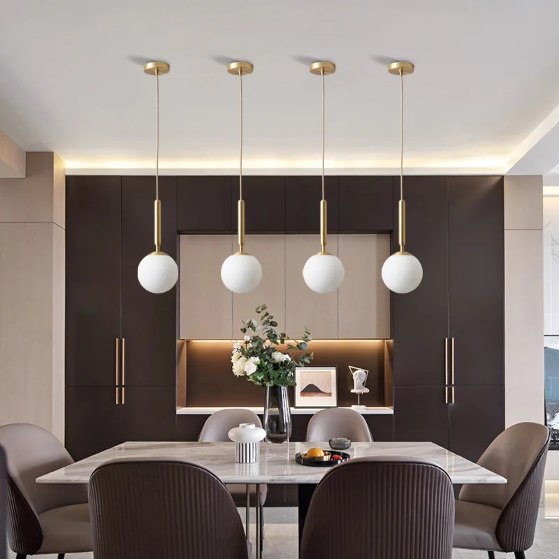 Pendant Lights Chandelier Lighting Pendant Lamp Ceiling Light Modern LED Glass Pendant Light Brass Black Milk Ball Chandeliers Lighting For Bedroom Dining Stairs Ceiling Hanging Lamp Lustres