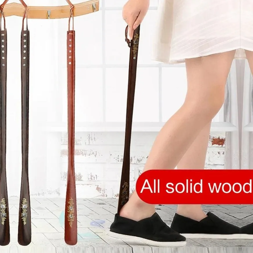 Professional Wooden Shoe Horn Flexible Long Handle Shoehorn Shoe Lifter 1pc 22/55/70cm