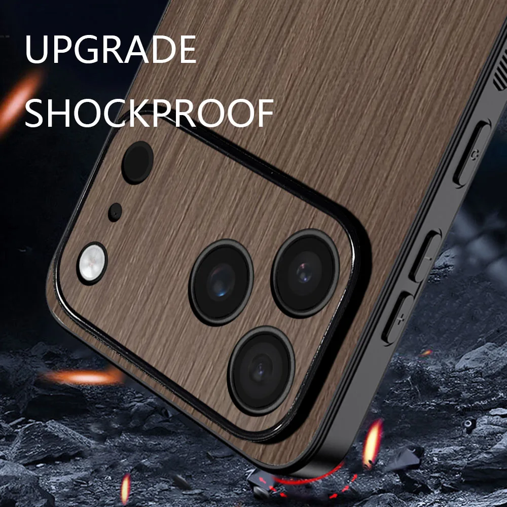 Unique Natural Wood Grain Luxury Leather Phone Case