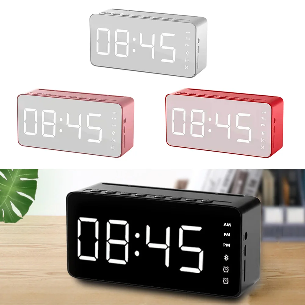 Часы светодиодные цифровые электронные настольные зеркальные с Bluetooth радио и
