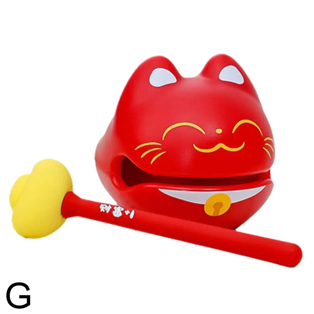 Wooden Knock Toy Percussion Soundmaking Fish Fortunate Cat Figurines Instrument Wooden Gift