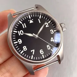 39mm Titanium Pilot Watch with Sapphire Crystal and Luminous Sunburst Dial - Fit Miyota8215 2813 (Case set - black dial)