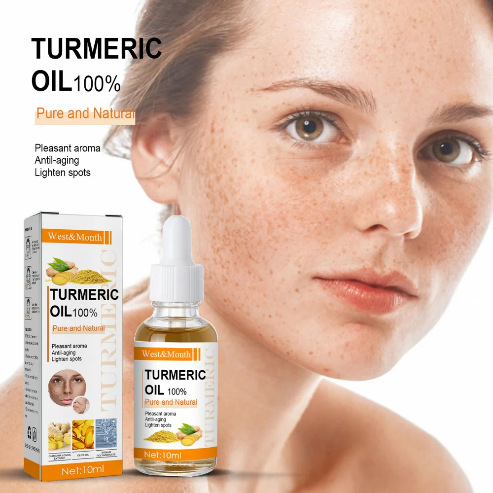 Turmeric Whitening Freckles Serum Remove Dark Spots Melasma Brighten Lighten Melanin Improve Dull Anti-aging Face Skin Care 10ml