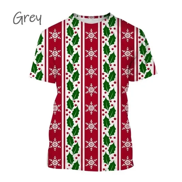 

New Year Merry Christmas New Men And Women 3D Printed T-Shirt Short Sleeve Fashion Plaid Casual Christmas Cool T-Shirt Kid Top