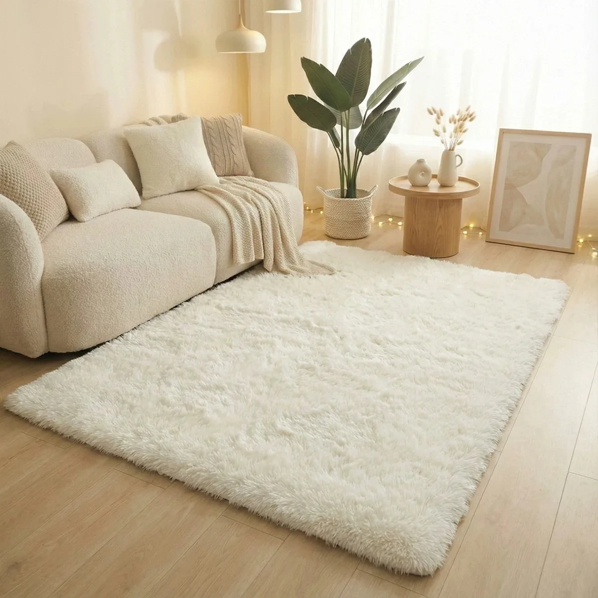 Luxurious Grey Tie-Dye Shaggy Fluffy Rug - Ultra Soft Non-Slip Plush Carpet