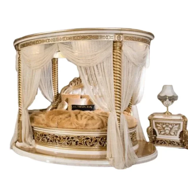 European Luxury Round Bed Castle Wood Bedroom Wedding Double Bed Comfortable Adult High Quality Letto Matrimoniale Furniture 3 European Luxury Round Bed Castle Wood Bedroom Wedding Double Bed Comfortable Adult High Quality Letto Matrimoniale Furniture 3