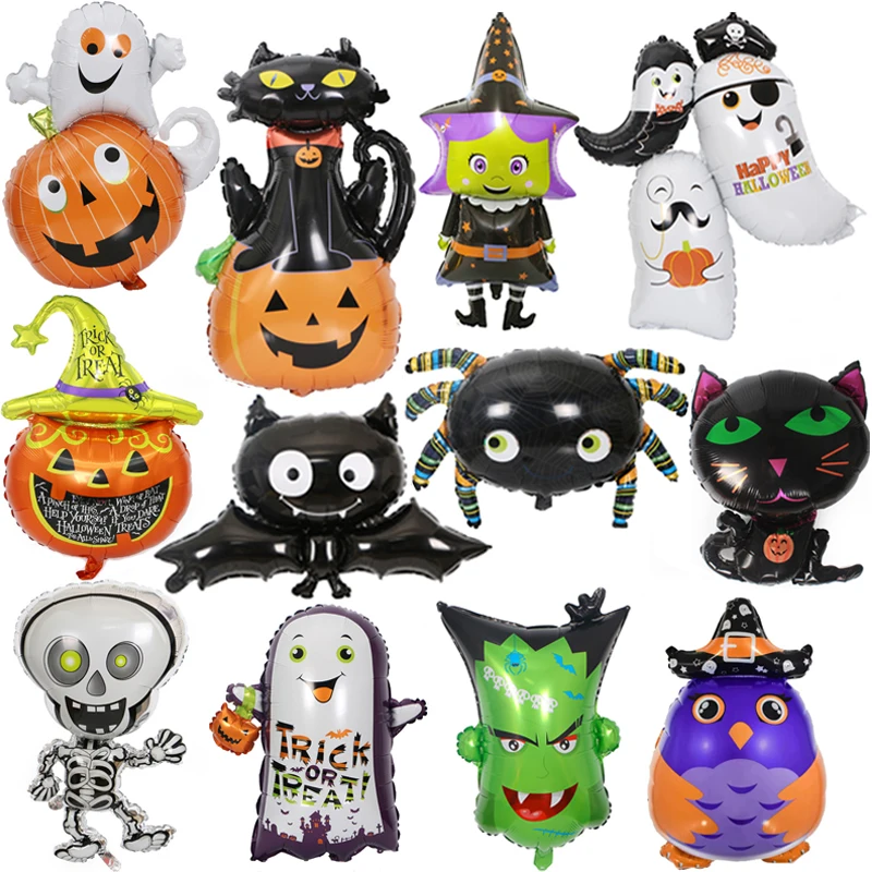 

Halloween Foil Balloons Pumpkin Ghost Spider Bat Skull Witch Inflatable Helium Ballons Halloween Party Supplies Kids Toys Globos