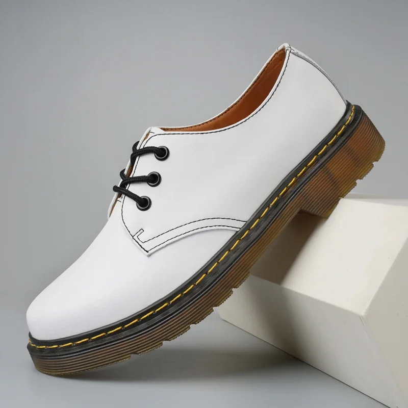 Couple boots new couple casual leather shoes fashion plus size low top cargo boots comfortable trendy outdoor booties