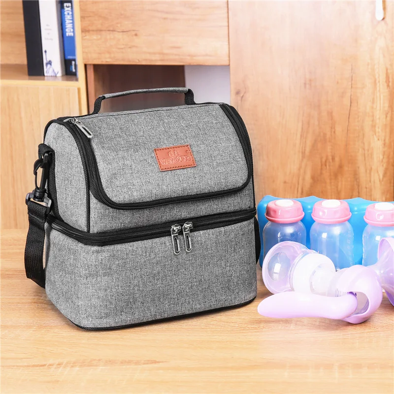 Multifunction Double-Deck Cooler Lunch Box Portable Insulated Food Oxford Fabric Lunch Bag for Work Travel Picnic Bags Tote Bag