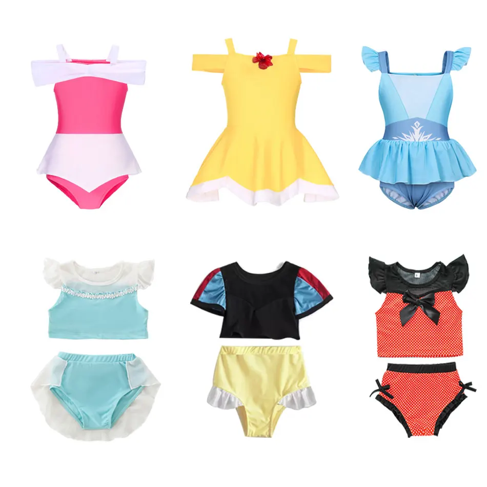 

Цельнокроеный купальник принцессы, купальный костюм для плавания, летний пляжный купальник, белоснежные платья Рапунцель Золушки, вечерние чный купальник для бассейна, бикини