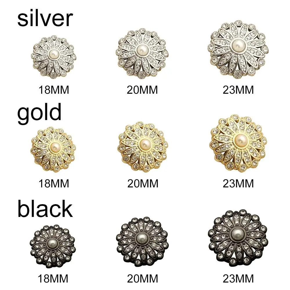 10Pcs Retro Metal Pearl Diamond Clothing Buttons DIY Clothing Sewing Button Needlework Handmade Accessories